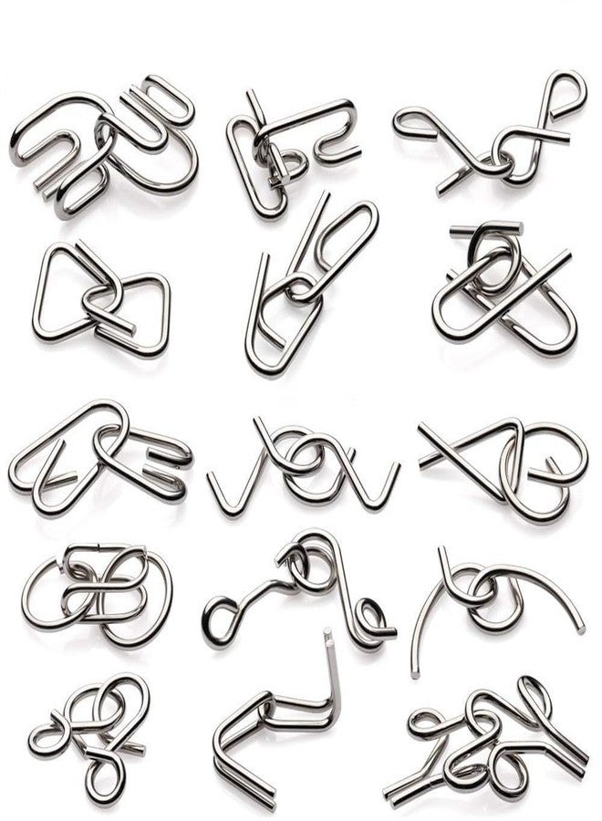 Qwick Click Brain Teasers Metal Wire Puzzle - Assorted Disentanglement Puzzles for Gifts, Party Favors, Prizes - IQ Puzzle Unlock Interlock Toys (16 Pc), Kid - Image 1